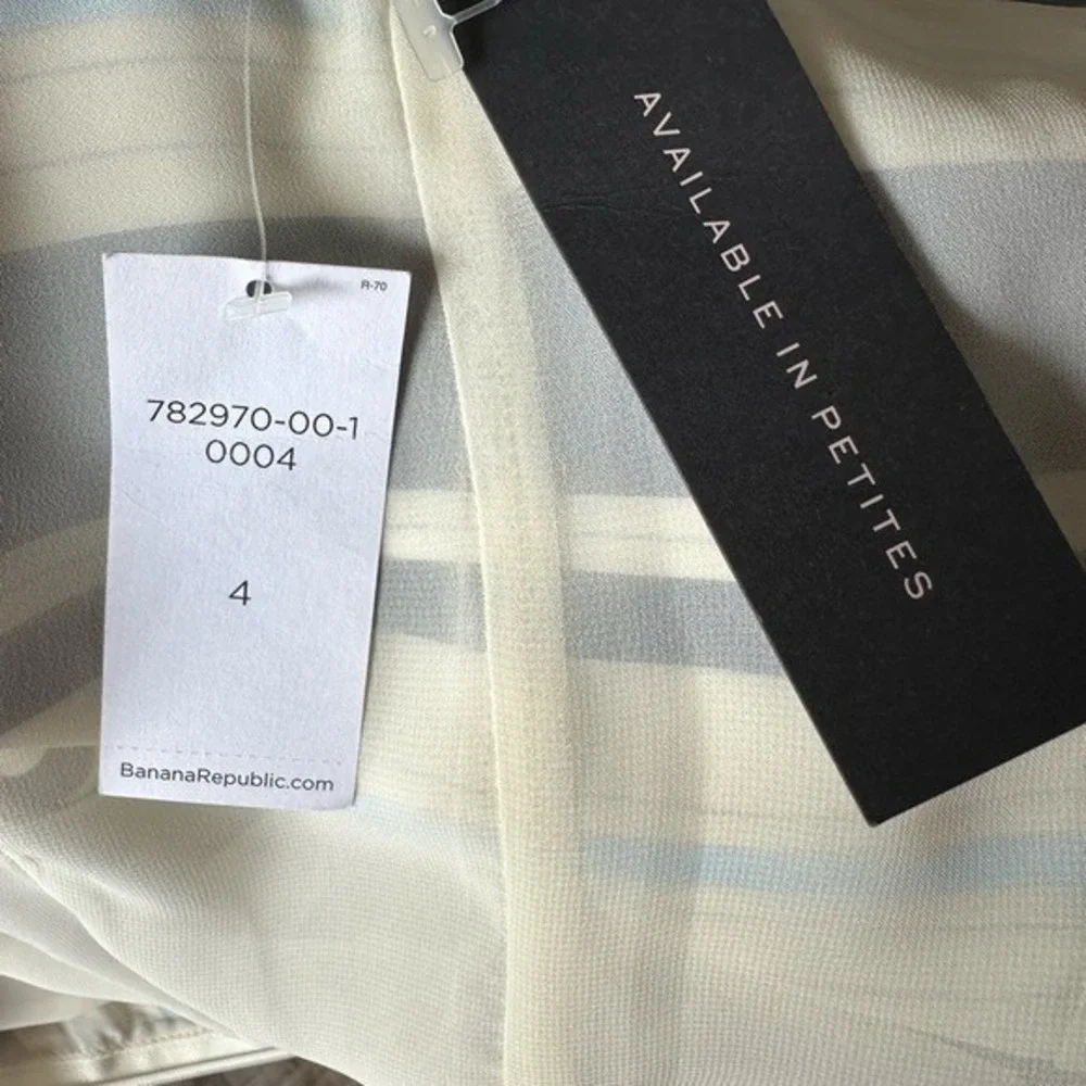 Banana Republic One Shoulder Dress NWT Women's 4 Blue Striped‎ Ruffle Sheath